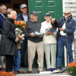 Bob and Nancy Merriam received gifts and a plaque celebrating the 50th Steam-Up