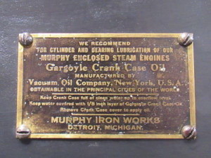 Murphy Iron Works steam engine nameplate
