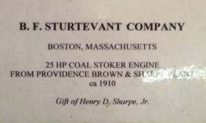 Sturtevant steam engine placard