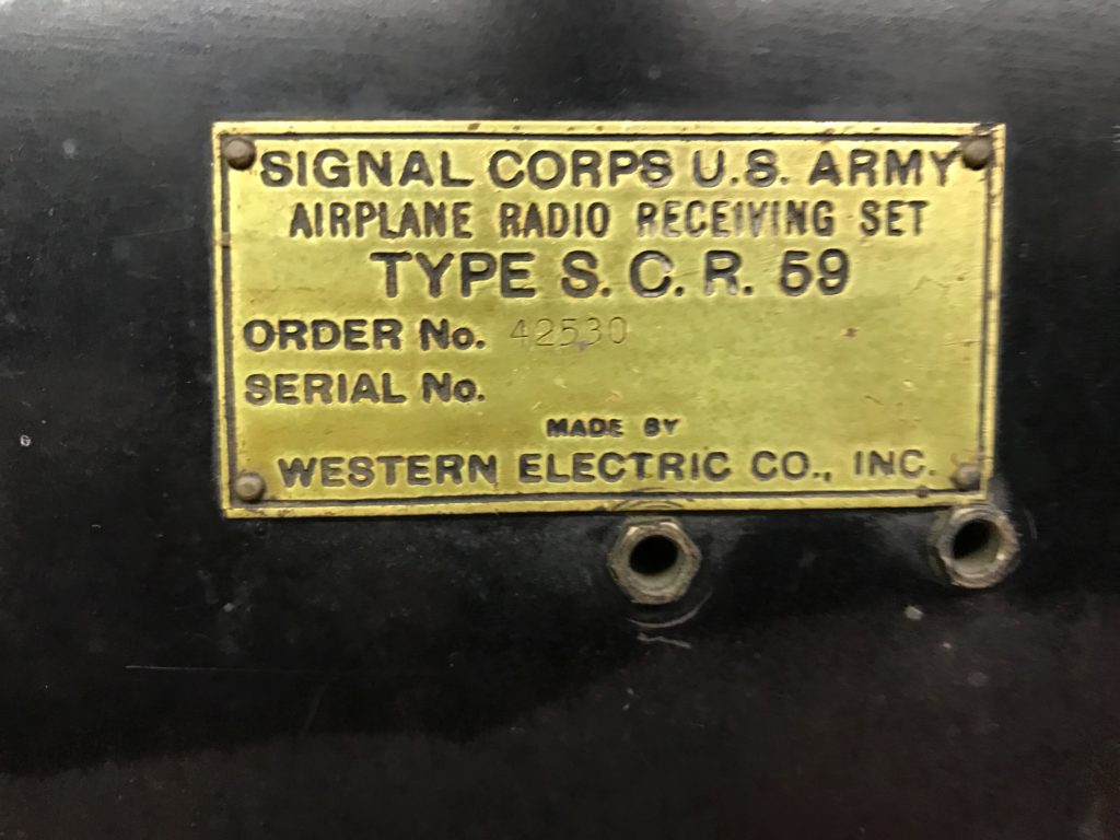 Airplane Radio Receiver, US Army Signal Corps, Type S.C.R. 59 – New ...